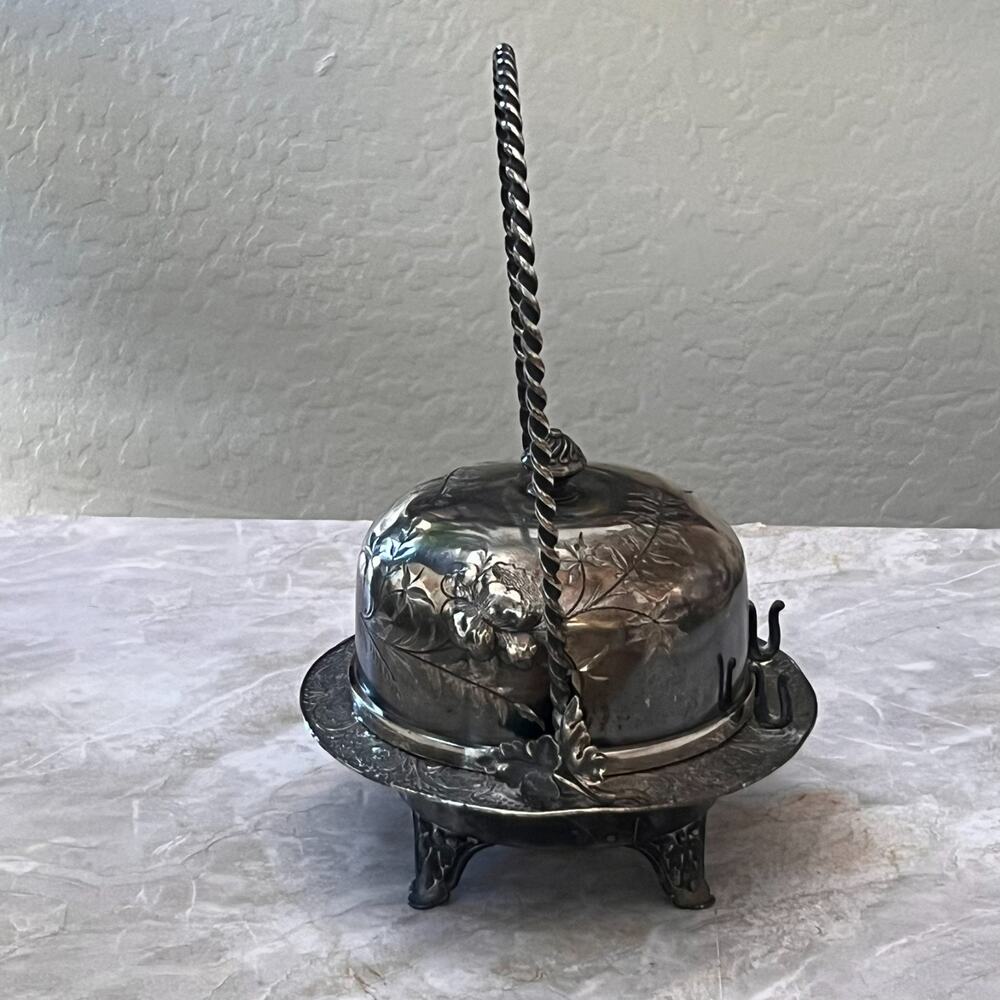 James W. Tufts Boston Quadruple Silver-Plated Dome Butter Dish - Picture 2 of 14